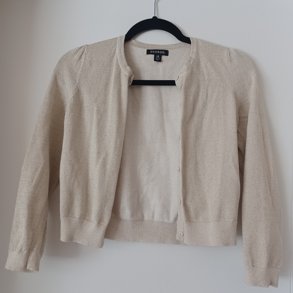 George Kids Size L 10-12 Chico's Beige Cardigan Sweater
